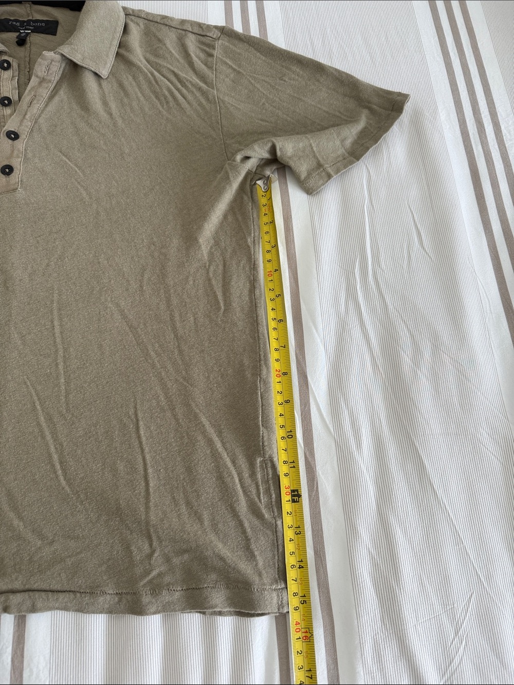 100% Cotton rag & bone Pale Olive Green Men’s Polo T-Shirt - Picture 7 of 8